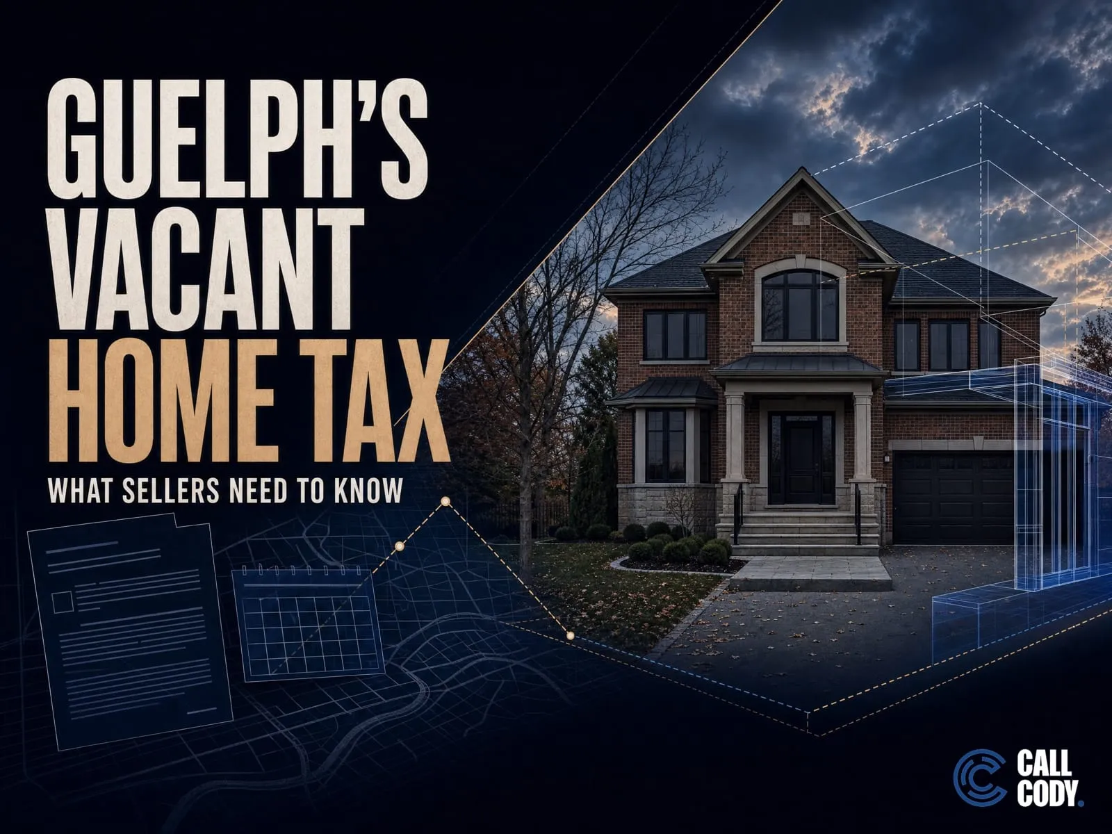 Illustration of a house showing what Guelph's vacant home tax means for sellers listing a vacant property