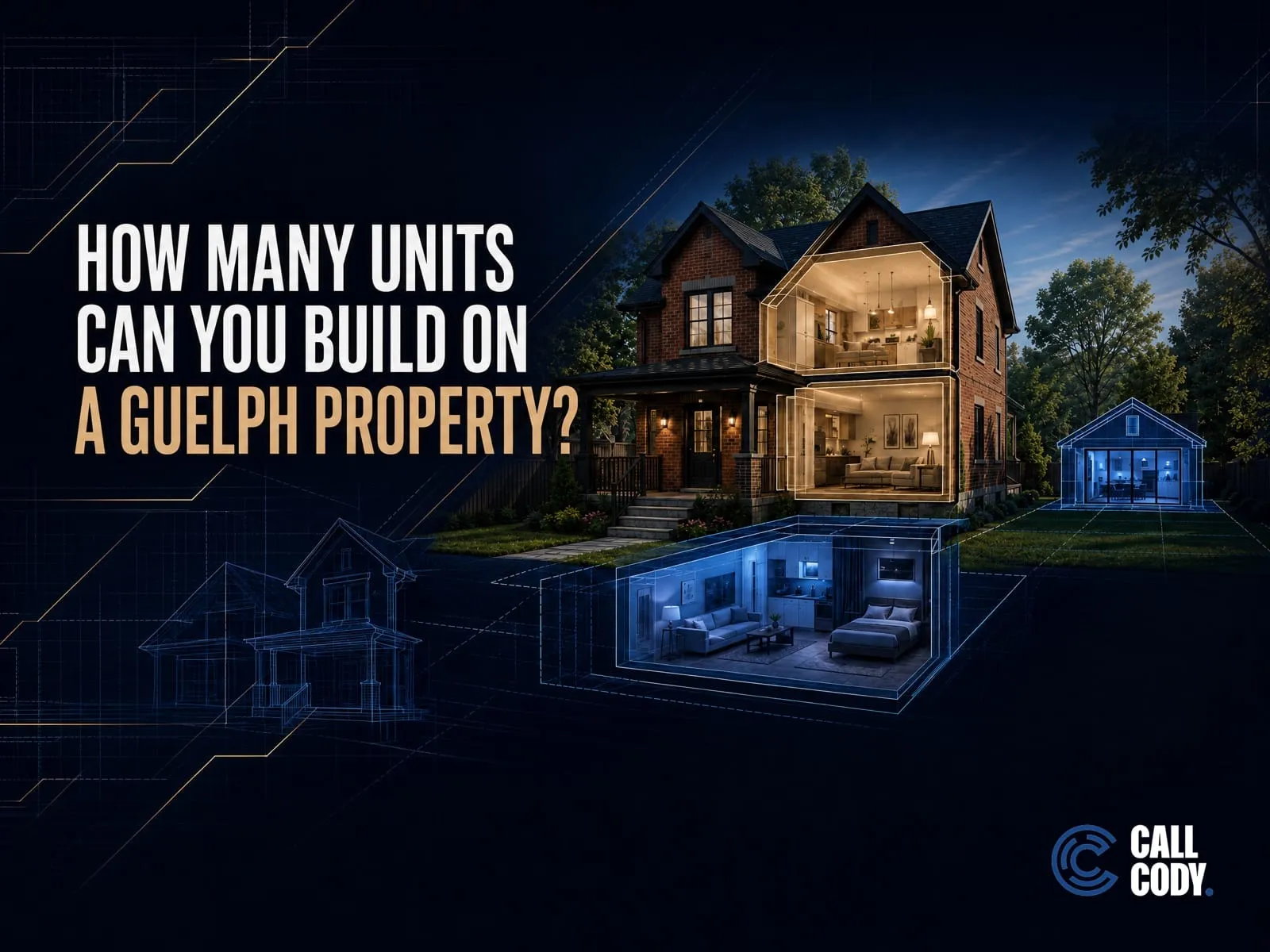Illustration of a house showing how many units can be built on a residential property in Guelph